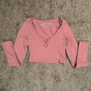 Aeropostale seriously soft seamless cropped pink long sleeve top